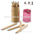 12pcs 3.5" Wooden Coloured Pencils Set in Special Wooden Pencil Shape Case